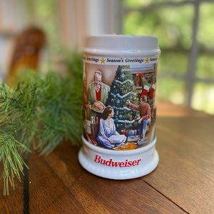 1997 Budweiser Special Event Stein Mug Christmas Season's Greetings  6" Tall